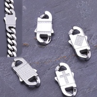 Collier en acier inoxydable VEROMCA avec fermoir cubain en zircon, fermoir de bracelet en diamant complet