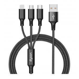 Bán Chạy Nhất 1.25M Nylon 3 Trong 1 Điện Thoại Di Động Cáp Sạc USB Nhanh Bộ Sạc 2A Nhiều Phích Cắm - Product Image 1