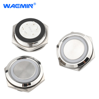 Interrupteur à bouton métallique étanche en acier inoxydable de 22mm avec anneau LED pour ascenseur IP67