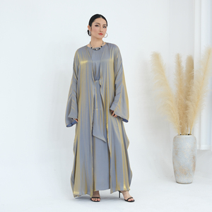 Set Abaya <span class=keywords><strong>2</strong></span> Potong Bahan Polyester Berkilau untuk Lebaran Idul Fitri 2026 dengan Dalaman Gaun Muslimah, Gaun Modis, Kimono Wanita Abaya - Product Image 2