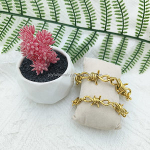 Лидер продаж, 18-каратный позолоченный браслет из нержавеющей стали, мужские и женские модели, готический браслет из колючей проволоки, модные украшения - Product Image 3