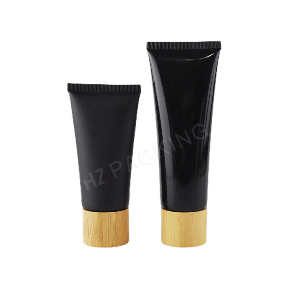 50ml Matte Black Plastic Squeeze Tubes Cosmetic Packaging Soft Hand Cream Tube Facial Cleanser Tube With Different Lids