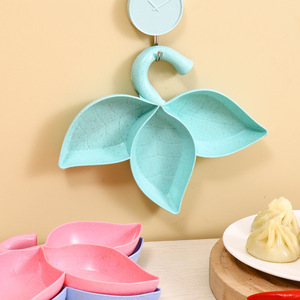 Mulberry Leaf Dipping Dish Plastic Divided Spice <b>Storage</b> <b>Kitchen</b> Creative Seasoning Tray Pink Blue Green Beige - Product Image 1