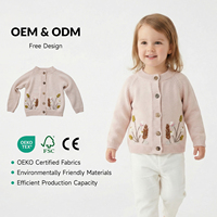 Vêtements en tricot pour filles, vêtements en tricot pour nouveau-nés, cardigan brodé de fleurs en coton 100%, pull pour enfants