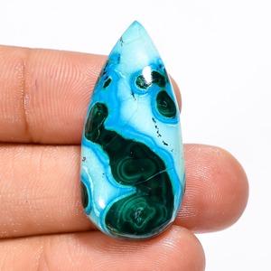 Natural malaquita crisocola forma de pera cabujón piedra preciosa 31 Ct 34X15X6mm IK214 anillo colgante Fabricación de piedras preciosas - Product Image 1