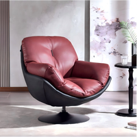 Fauteuil pivotant de luxe léger en cuir italien, style moderne, pour appartement, idéal pour la détente