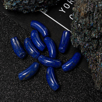 Perles intercalaires en cristal en forme de baril d'olive, perles à trou traversant en forme de noix de cajou, perles tube courbées en pierre naturelle Lapis Lazuli de 25 mm grande taille