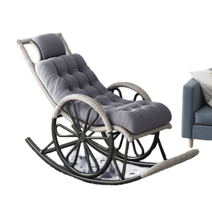 Fauteuil à bascule et chaise longue d'extérieur <span class=keywords><strong>Kingpower</strong></span> en rotin moderne, pliable, en tissu, pour adultes, idéal pour la sieste, la détente, la chambre, le balcon, la salle à manger, le parc - Product Image 1