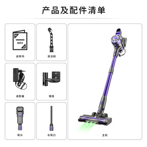 V07 Stick Vacuum Cleaner Cordless 2200Mh Battery High Suction Power Detachable Brush Head Dark Violet Expansion Tube - Product Image 2