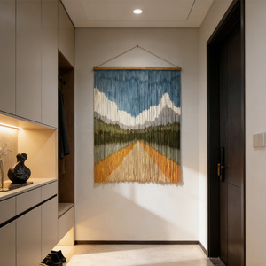 Tapisserie <span class=keywords><strong>murale</strong></span> en macramé teint paysager, grande œuvre d'art en fibre pour la décoration de hall d'hôtel de luxe et de complexe hôtelier - Product Image 2