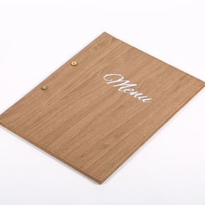 Porta Menús de Cuero Ecológico con Diseño de Madera Personalizado, Libro de Menús para Restaurante con Fijación por Tornillos - Product Image 2