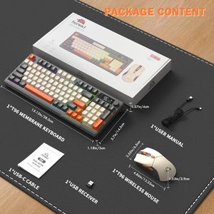 <span class=keywords><strong>Clavier</strong></span> et Souris sans Fil Mécaniques Double Mode Free Wolf T96, Kit 94 Touches avec Éclairage <span class=keywords><strong>LED</strong></span>, Rechargeable et Silencieux - Product Image 5