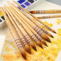 Pinceau de peinture professionnel en nylon BOMEIJIA de qualité supérieure - Manche en bois naturel avec virole en aluminium doré pour aquarelle, acrylique et gouache