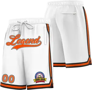 Groothandel Borduurlogo Met Pocket Team Sportbroek Sublimatie Retro Design Mesh Kids Heren Basketbalshorts