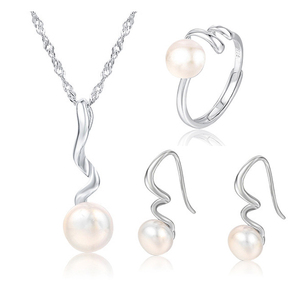 Fashion S925 Sterling Silver Freshwater Pearl Set High-End Fashionable Water Ripple Hollow Out DIY <b>Accessories</b> wholesale - Product Image 1