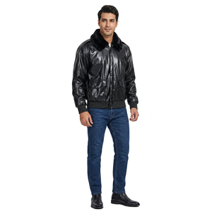 Chaqueta Varsity de Piel Vacuna Genuina para Hombre, de Alta Calidad, Transpirable, con Cuello Alto, Logotipo Frontal, Forro de Algodón, Estilo Vintage - Product Image 1