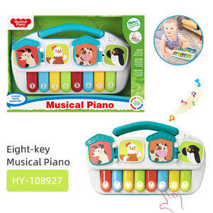Jouet musical pour bébé, clavier piano à 8 touches en plastique avec sons d'animaux, lumières et modes musicaux pour les tout-petits - Product Image 4