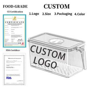 Cozinha Transparente <span class=keywords><strong>PET</strong></span> <span class=keywords><strong>Food</strong></span> <span class=keywords><strong>Storage</strong></span> Box Bins Empilhável Geladeira Organizador Frigorífico Organizador <span class=keywords><strong>Container</strong></span> - Product Image 4