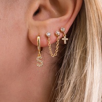 Boucles d'oreilles créoles unisexes Milskye tendance, plaquées or 18 carats, en argent 925, avec breloque cercle et lettres en zircon, idéales comme cadeau de mariage