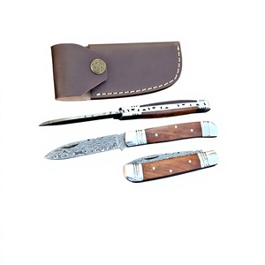 Couteau pliant artisanal en acier Damas avec manche en bois d'ébène, dureté 58-60HRC, pour les détaillants - Couteaux Rajput - Product Image 1