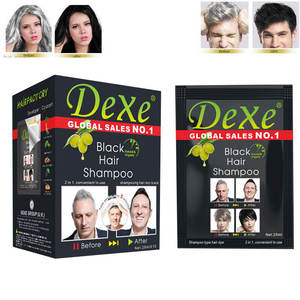 Crème colorante pour cheveux <span class=keywords><strong>DEXE</strong></span> Magic, nouvelle arrivée, 2 en 1, couleur noire, shampooing 25 ml * 10 sachets, bon prix pour adultes, hommes et femmes, <span class=keywords><strong>utilisation</strong></span> à domicile ou en salon - Product Image 5