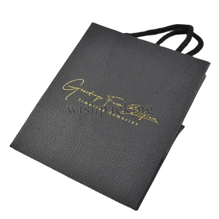 Luxury White Black Gold Foil Hot stamping Logo Texture Paper Gift Jewelry Cosmetic Boutique Thank You Shopping Bags
