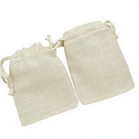 Pochette en coton et lin beige naturel avec cordon de serrage, logo personnalisé, sac réutilisable pour épices, herbes, bijoux, souvenirs de mariage, sac de rangement