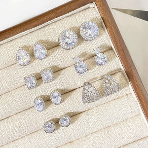 ต่างหูรูปทรงไข่ วินเทจ หรูหรา ประดับเพชร สำหรับผู้หญิง ชุบโรเดียม - Product Image 6