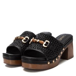 Carmela Women's Heeled Slipper Black 162334 Platform <b>Sandals</b> With Studs And Buckle Detail - Product Image 4