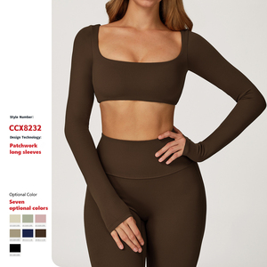 XW-CCX8232 Ropa Deportiva de Gimnasio, Prendas Ajustadas de Alta Elasticidad, Ropa Deportiva para Correr, Prendas Deportivas Cómodas, Tops de Yoga de <span class=keywords><strong>Manga</strong></span> <span class=keywords><strong>Larga</strong></span> - Product Image 2