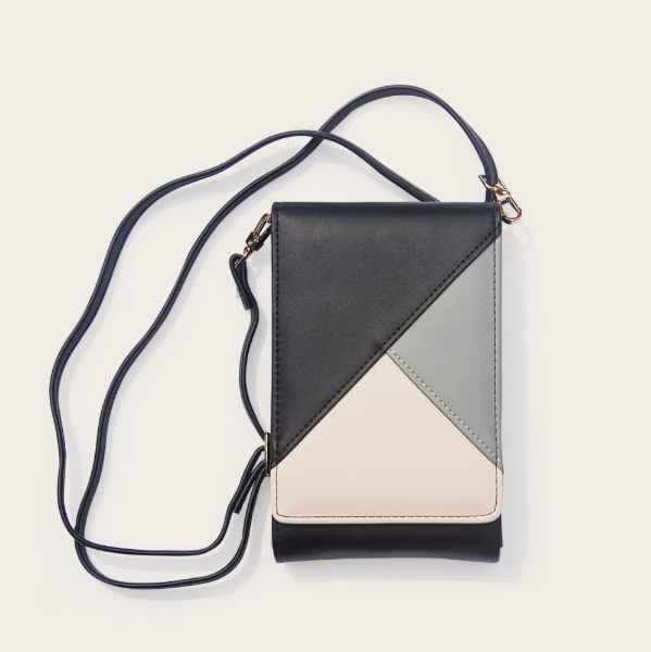 New Fashion Waterproof Magnetic Closure Wide Shoulder Strap Black Small Crossbody Ladies Cell Phone Bag for Women Pu Leather