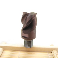 Têtes de fraisage interchangeables pour fraises à queue, M8 M10 M12 M16, à filetage carré et à rayon, en carbure, pour CNC, revêtement G12, OEM, 4 cannelures