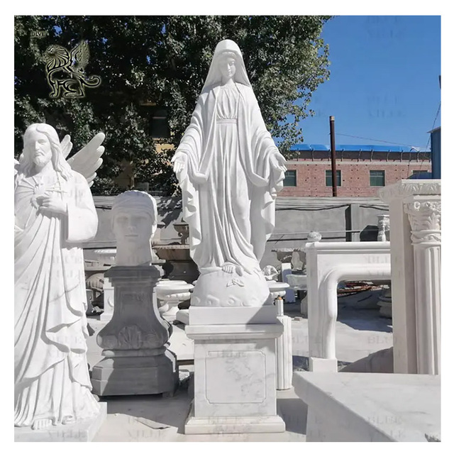 Handcarved Outdoor Home Decoration Life Size Catholic Religious Female Statues Molds Marble Mary Statue for Sale