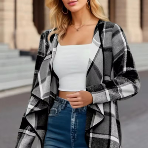 2024 Customized Elegant Casual Women's <strong>Top</strong> Elegant <strong>Checkered</strong> Printed Coat for Summer Versatile and New Fashionable Clothing - Product Image 1
