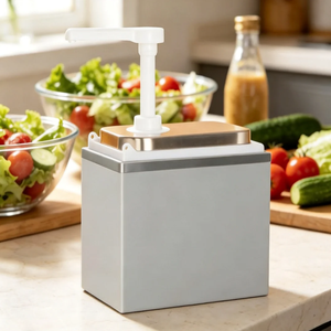 Dispensador de condimentos comercial de 1 litro, unidad individual, de acero inoxidable, con bomba de presión manual para salsas, para buffet, comida rápida, cafetería y cocina. - Product Image 1