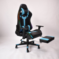 Silla de Juego RGB con Marco Metálico, Silla Ergonómica Reclinable de Cuero con Respaldo Alto y Luces LED para Configuración de Juegos de PC