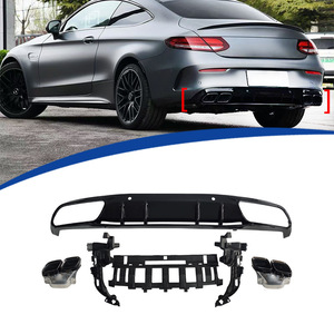 Kit de spoiler arrière pour Mercedes-Benz Classe C W205 2015-2021 style C63S, kit carrosserie en plastique avec embouts d'échappement - Product Image 1