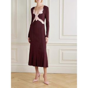 A11697 Nuovo Abito Lungo Elegante Primaverile, Sexy con Scollo a V in <span class=keywords><strong>Pizzo</strong></span>, Vita Impero, Tinta Unita, Antistatico, Lunghezza Maxi - Product Image 1