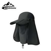 Topi Perjalanan Musim Panas 2 in 1 Topi Lipat dengan Pelindung Wajah Lepas Pasang, Perlindungan UV, Nyaman, Bernapas, Cepat Kering, Model Bucket