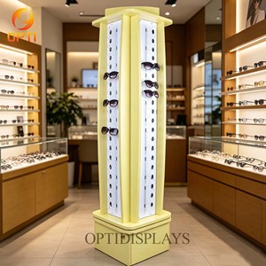 Torre Giratoria de Exhibición de Gafas de Sol, Exhibidor de Gafas de Madera con Gabinete con Cerradura para Ópticas y Centros Comerciales - Product Image 6