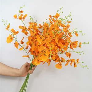IFG nouveau design 3 Branches Orange brûlé <span class=keywords><strong>orchidée</strong></span> <span class=keywords><strong>Oncidium</strong></span> artificielle pour l'arrangement de mariage - Product Image 1