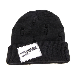 Người đàn ông Crochet skully Acrylic đan đau khổ thiết kế Cuff Beanie Hat với biểu tượng tùy chỉnh - Product Image 6