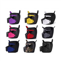 Capuche de chiot en PU XL pour adultes avec ensemble de masque de collier pour jeu BDSM, ensemble de masques de capuche de chiot amovibles pour chien