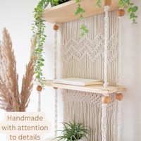 Étagère murale bohème en macramé à 3 niveaux avec corde en coton faite à la main