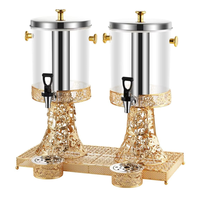 Distributeur de jus de luxe 8L doré, nouveau design, distributeur de boissons rond en verre pour fêtes, traiteur, hôtels, mariages, lait, café, bière, boissons
