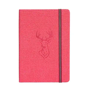 A5 wholesale Pu Leather hardcover Customized embossed logo writing journal school Notebook With Elastic Pen Holder