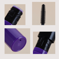 Tube de mascara en plastique violet mat vide de 15 ml avec couvercle et brosse pour emballage cosmétique