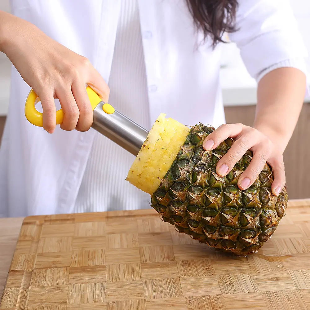 Corer y rebanador de piña superrápido de cocina, herramienta de acero inoxidable, cortador de piña