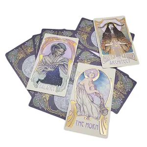 Baralho de cartas de tarô, baralho com guia, impressão personalizada, cartas de tarô mágica fantasia, holográfica, preço de fábrica