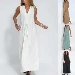 Solid color Pullover V-neck Dress Cardigan Jacket Set for Women Casual Beach Holiday Dress Ladies Split Long Maxi Dresses